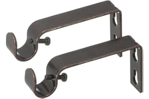 Ivilon Fixed Brackets for Curtain Rods - for 1/2 or 5/8 Inch Rods. Set of 2 - Oil Rubbed Bronze