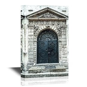 Doors Antique Metal Door with a Porch and Steps