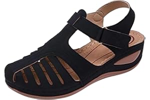 COFEEMO Bravetoshop Womens Wedge Sandals, Comfort Hook and Loop Summer Athletic Flat Sandals Walking Shoes