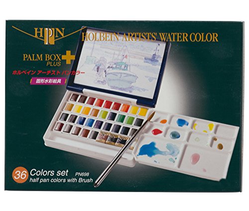 Holbein Watercolor Set: Palm Plastic Case: 36 Half Pans