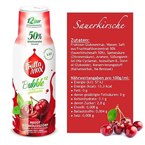 3 x 500 ml Getränkesirup Frucht Sirup | Johannisbeeren-Kirschen-Pfirsiche Geschmack mit 50% Fruchtanteil | FruttaMax für Soda Maschine geeignet – Bild 4
