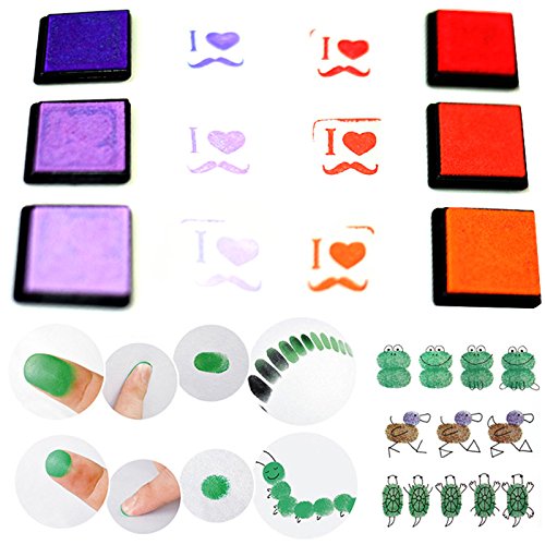 LOVOUS 20 Colors Rainbow Craft Finger Ink pads for Rubber Stamps Card Making Preschool Kids Finger Painting Training Washable Ink Pad Non-toxic - Thumbnail 4