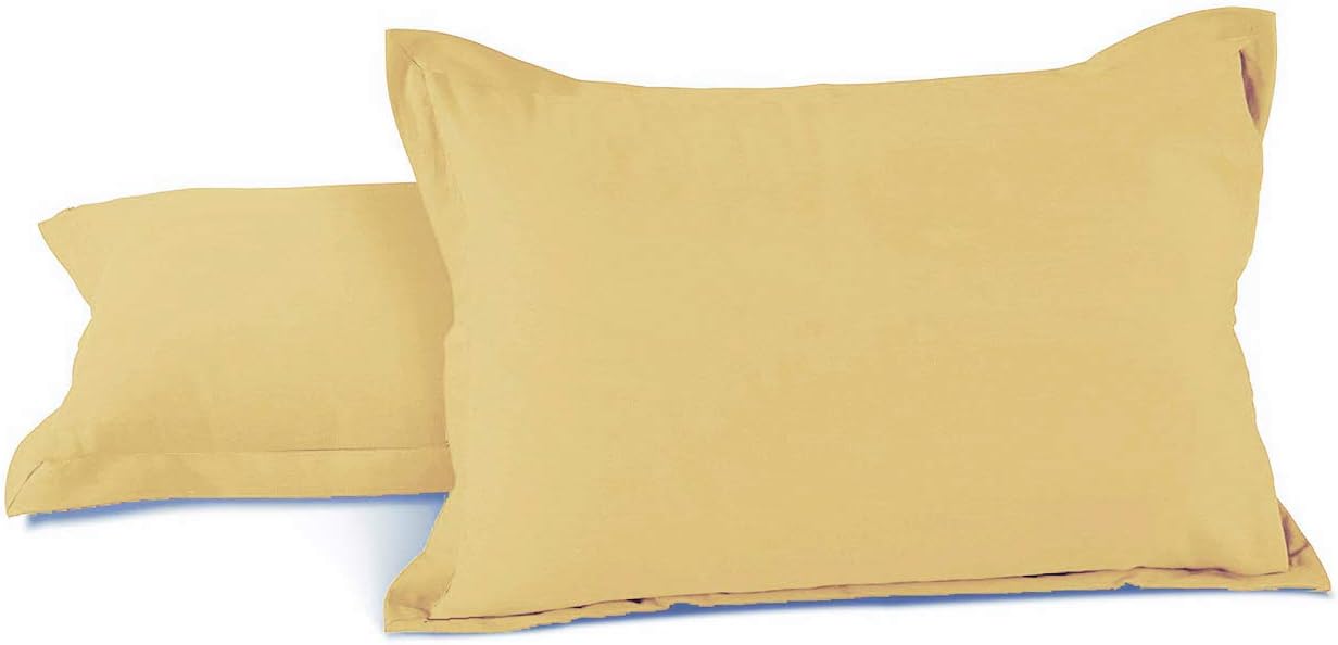 AURAVE 400 TC Luxurious Soft Cotton Satin Pillow Covers - Standard Size - Gold, 2 Pcs