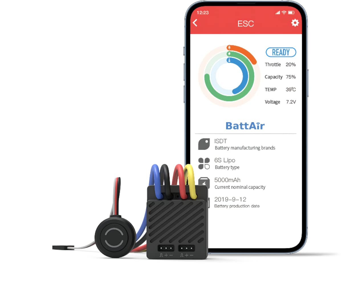 ISDT RC Electronic Speed Controller,ESC70 WP 1080 70/120A Brushed Motor Electronic Speed Controller,Smart ESC with Brake Waterproof for RC Car 1:10 1:8 Model(2-3S LiPo/6-8S NiMH)