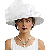 PGTEN Church Hat for Women with Ribbon Bow, Elegant Derby Wedding Tea Party Hat
