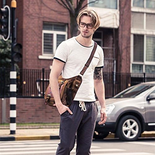 Mens Vintage Canvas Shoulder Messenger Bag Chest Leather Patchwork Messenger Bag 7 Mens Vintage Canvas Shoulder Messenger Bag Chest Leather Patchwork Messenger Bag