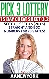 Pick 3 Lottery 15 Day Cheat Sheet-3.2: SEPT 1 – SEPT 15 (2015): Straight and Box Numbers for 23 States
