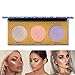 UCANBE 3 Colors Duo-chrome Highlighter Palette Shimmer Sparkle holographic Highlighting Pallet Long Lasting Face Eyes Body Illuminating Powder Glow Kit