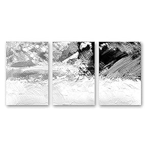 wall26 3 Panel Canvas Wall Art Black and...