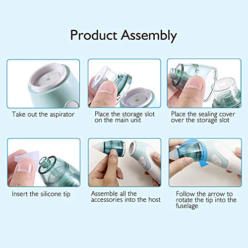 OOCOME Baby Nasal Aspirator-Safe Hygienic Nose Ear Cleaner,Electric Silicone Earwax Removal Tool for Newborns and Infants,Include 2 Sizes of Nose Tip,1 Ear Tip,1 Tweezer,10 Tweezer Tips(FDA Certified)