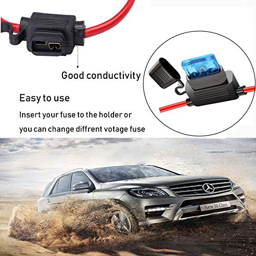 Elefama 12 Gauge in Line Fuse Holder ATC/ATO 6 Pcs Waterproof Inline