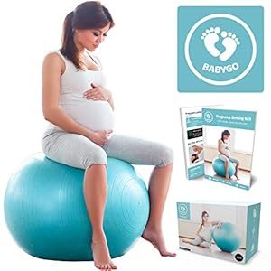 Comprar BABYGO Pelota de Pilates Embarazadas, Fitball, Ejercicio, Balón de Gimnasia Anti-Burst Parto Embarazo,Yoga, Fitness + Gratis Manual de Ejercicios