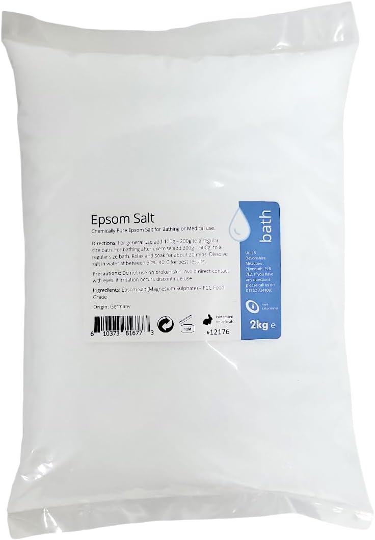 Intralabs Epsom Salt Food Grade Magnesium Chemically Pure 2Kg Bath Muscle