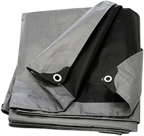 Tarp Cover Silver/Black Heavy Duty 8 Mil Thick Material, Waterproof, Great for Tarpaulin Canopy Tent, Boat, RV or Pool Cover!!! (12X16)
