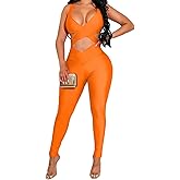 acelyn Women's Sexy Sleeveless One Piece Jumpsuit-Summer Cut Out Bodycon Rompers Clubwear Y2k Streetwear