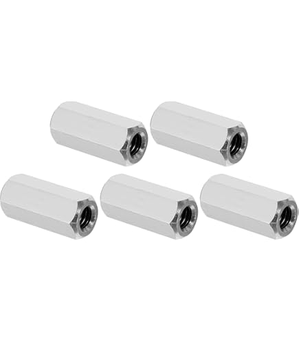 Uxcell 5Pcs M8 Round Connector Nuts, 304 Stainless Steel Coupling Nut 25mm/1" Length Sleeve Rod Bar Stud Nut For Bracket, M8x25x12mm
