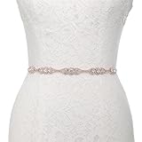 AW Crystal Wedding Belt Bridal Sash - Wedding Dress Belt for Bride with Ivory Satin Sash