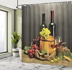 Ambesonne Winery Shower Curtain, Cask Bottles and