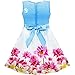 Sunny Fashion Girls Dress Sunflower Bubble Lily Flower Garden Print Blue