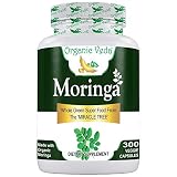 Organic Moringa Powder 300 Veg Capsules. 100% Pure and Natural Raw Herbal Dietary Super Food Supplement. Non GMO, Gluten FREE. US FDA Registered Facility.