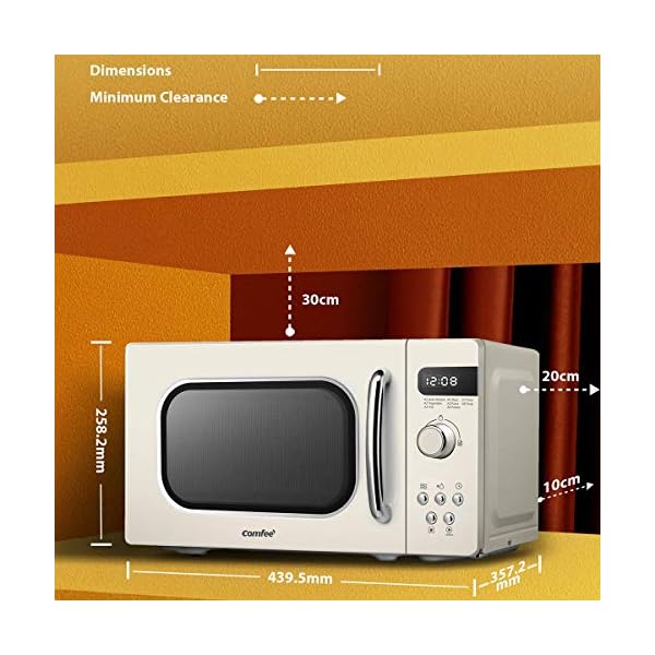 COMFEE-Retro-Style-800-w-20-L-Microwave-Oven-with-8-Auto-Menus-5-Cooking-Power-Levels-and-Express-Cook-Button-Apricot-Cream-CM-M202RAFCM COMFEE' Retro Style 800w 20L Microwave Oven with 8 Auto Menus, 5 Cooking Power Levels, and Express Cook Button - Apricot…