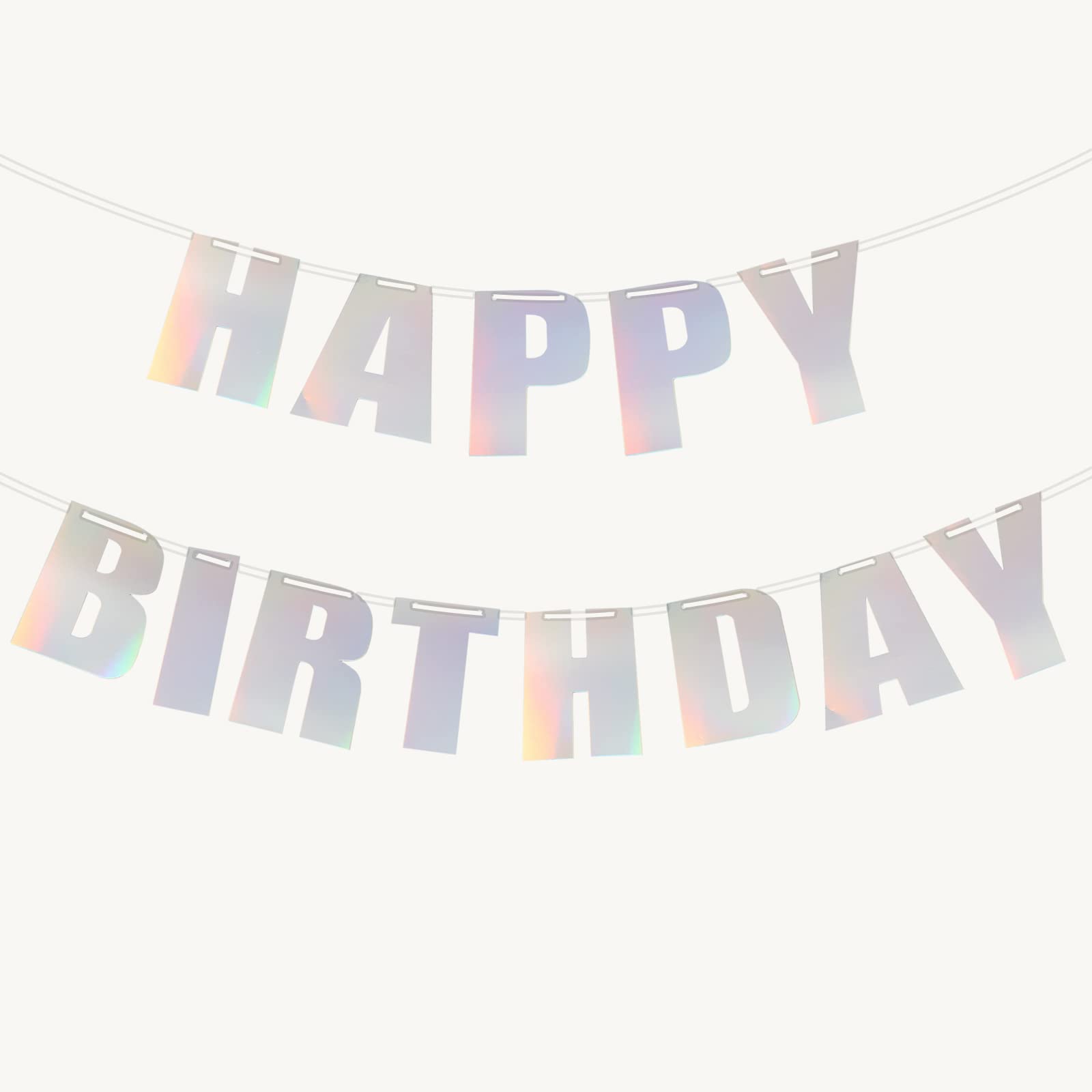 MEETINGU Happy Birthday Banner, Glossy Colorful Rainbow Foil Banner, Theme Party Decor