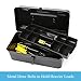 Jssmst Multi-Purpose Durable Steel Tool Box Black Medium, Removable DIY Plastic Tray Included, 14 x 6.7 x 6.1'', R-151355