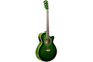 Oscar Schmidt 6 String OG10CE Cutaway Acoustic-Electric Guitar. Flame Trans Green, Transparent (OG10CEFTGR-A