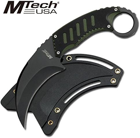 Hlauserflixz MT-665BG MTech Neck 8mh14l0t293 Knife 7.5" ub823bv8 3r3b77zuh12 Fixed Blades 7.5""" Stainless Steel Black KARAMBIT Blade Black & Green 5c07emfp G10 Handle Includes Nylon Fiber SH