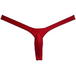 JAXFSTK Men's Shiny Ice Silk Bikini Thong Underwear