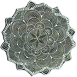 Floral Pattern Round Hand Carved Textile/Wood Stamp Printing/Blocks Wooden/Block