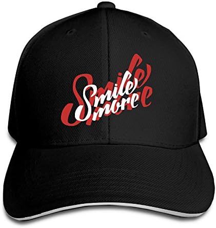 NOnoMen Roman Atwood Smile More Adjustable Sandwich Peaked Baseball Hat For Unisex Black