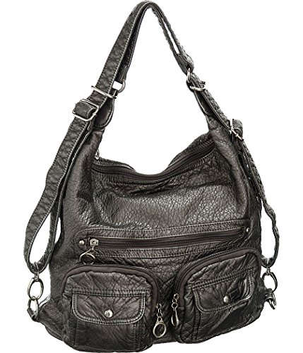 Juniper Blackened Pewter Utilitarian Slouchy Shoulder Hobo Bag