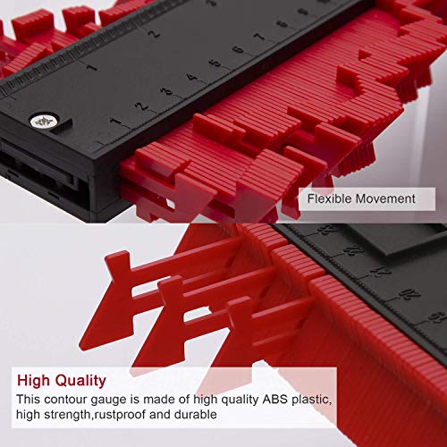 Enjoydeal Contour Gauge Duplicator 10 inch Contour Profile Gauge Multi-functional Plastic Contour Duplicator Edge Shaping Measure Ruler Wood Marking Tool Tiling Laminate Tiles General Tools