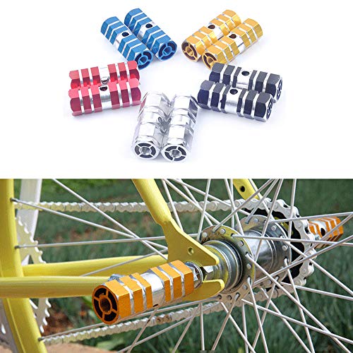 Transer- 1 Pair Aluminum Alloy Foot Pegs, Antislip Cylinder Mountain Standing Axle Foot Peg for BMX Bikes Bicycles (White)
