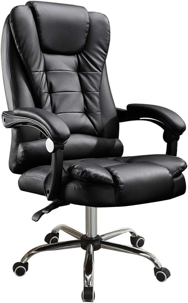 Massage Chair - Reclining Chair Pu Leather Office Chair - High Back Executive Adjustable Rolling Swivel Chair (Black)