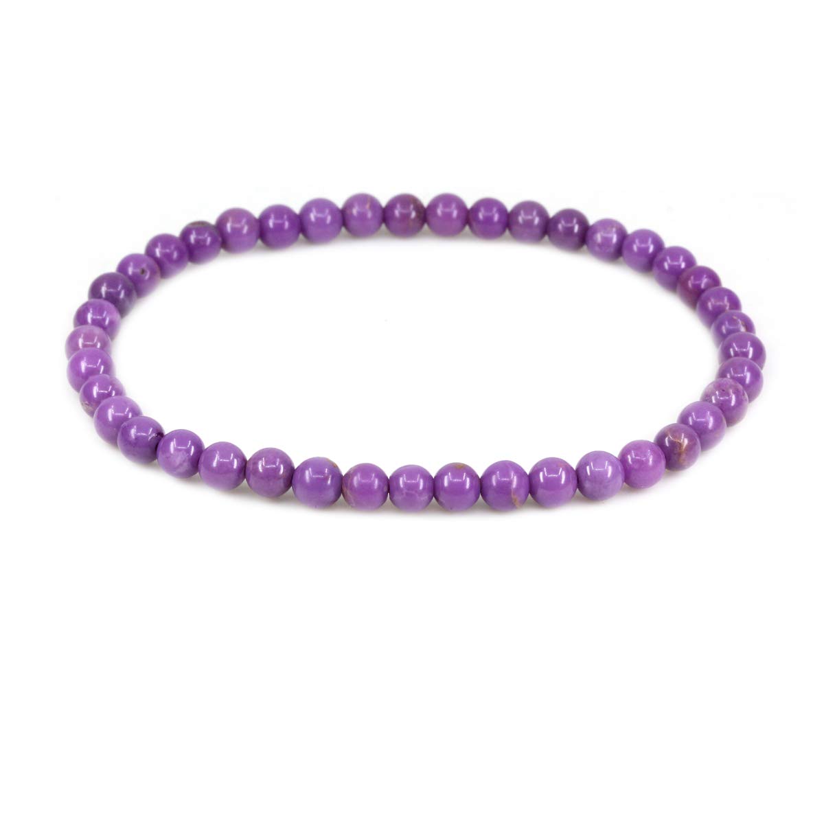 CHENYUE Natural Purple Lavendar Phosphosiderite Lepidolite 4mm Round Beads Stretch Bracelet 7" Unisex