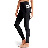 SKIDREAM Girls' Black Athletic Leggings with Pockets, White Ankle Length Yoga Pants for Kids