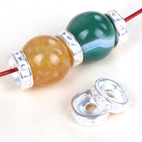 GEM-inside GSP0181 10pcs Tibetan Silver Jewelry Making Roundelle Heshi Spacer Beads 2x8mm