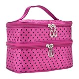 Kikole Double Layer Cosmetic Bag Travel Toiletry Cosmetic Makeup Bag Organizer With Mirror