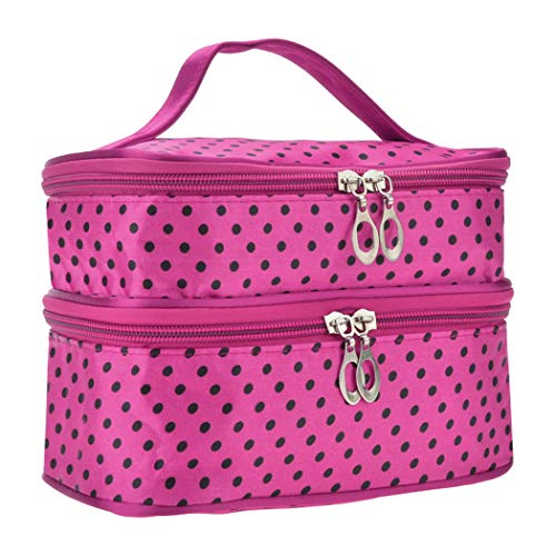 Kikole Double Layer Cosmetic Bag Travel Toiletry Cosmetic Makeup Bag Organizer With Mirror