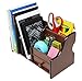 Executive Office Solutions Wooden Desk Organizer - 1 Drawer, 2 Mail/File/Paper Holders, 4 Compartments for Office Supplies and Desk Accessories Cherry/Black (EOS-WO5)
