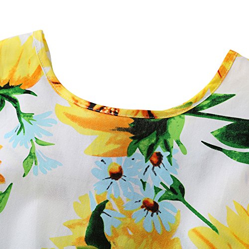 Chinatera Little Girls Sunflower Tutu Dress Toddler Girl One Piece Sleeveless Beachwear Outfit for Summer (1-2T)