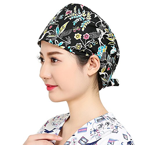 Unisex Scrub Cap Hat Bouffant Reusable Floral Women Men Multi Color One Size - Thumbnail 5