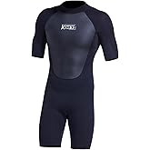 KMT Wetsuit for Men, Mens Shorty Wetsuits 2mm Back Zip Wet Suits High-Elasticity CR