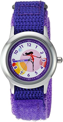 DISNEY Girl's Incredibles 2' Quartz Stainless Steel and Nylon Casual Watch, Color:Purple (Model: WDS000577)