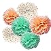 Qian's Party Wild One Birthday Decorations Mint Peach Gold Polka Dot Pom Pom Mint Peach Gold Confetti Balloons for Girl Baby Shower Decorations Peach Mint Bridal Shower Decorations Gold Glitter