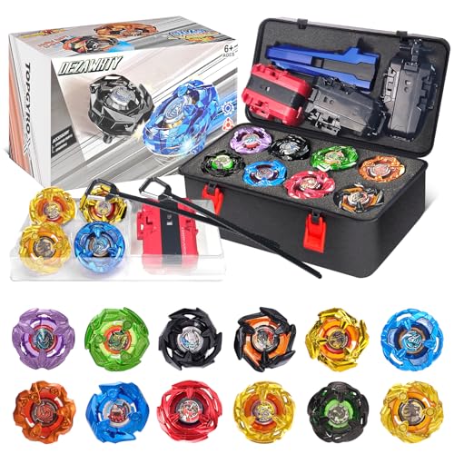 X Box Top Battle Set Battle Spinner Set 12 Burst Spinners 2 Launchers 1 Starter Rope with Handle Burst Spinner Box