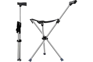 Cane with seat, Foldable Walking Stick with Seat - Comfortable Folding Walking Sticks for Ladies & Men, Lightweight Walking S