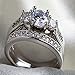 LOVERSRING Couple Ring Bridal Set His Hers White Gold Plated CZ Stainless Steel Wedding Ring Band Set